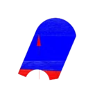 Arc-shaped neodymium magnet with single pole magnetization through the thickness, highlighting the magnetic field concentrated on the concave and convex surfaces.