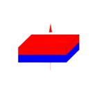 Block-shaped neodymium magnet with single pole magnetization through the thickness, emphasizing magnetic field concentration on the flat surfaces.