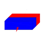 Block-shaped neodymium magnet with single pole magnetization through the width, displaying magnetic orientation across the broad face of the magnet.